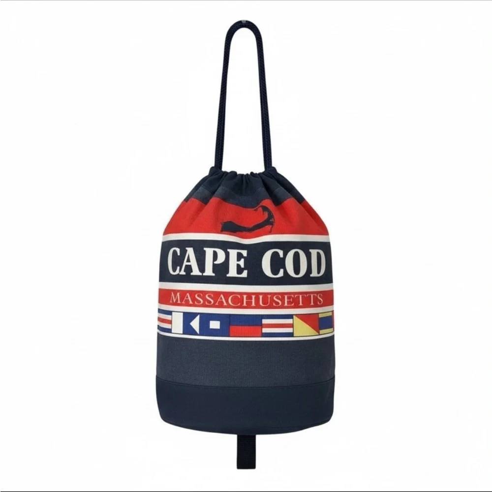 Cape Cod Massachusetts Red and Blue Drawstring Bag